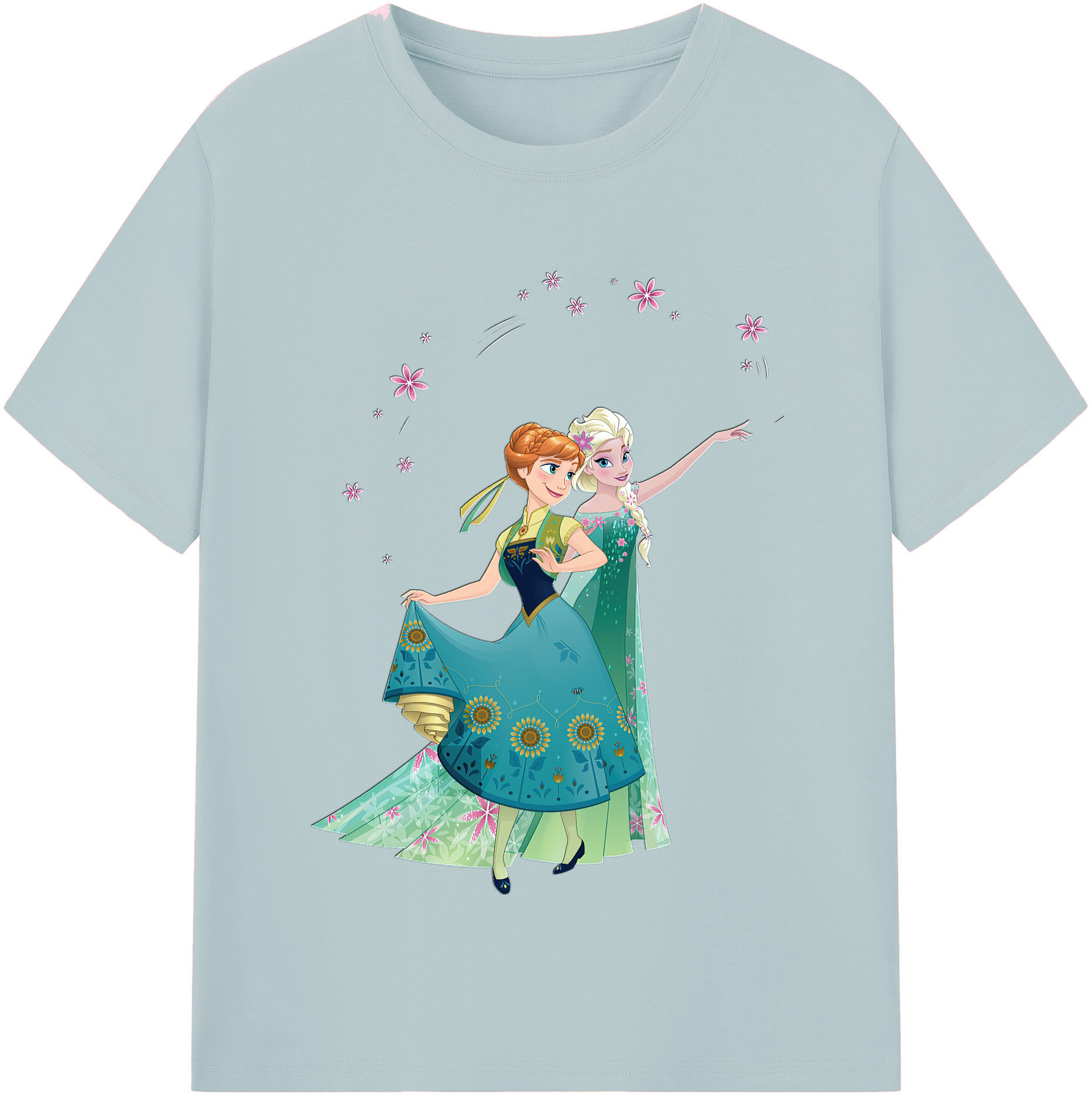 （画像用） アナと雪の女王 アンナ エルサ Frozen Anna Elsa 綿100％半袖Tシャツ（フロントプリント）
